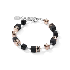 Braccialetto GeoCUBE® "onice nero-oro rosé"